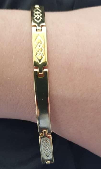 Gold Filled  Stainless Steel Nameplate Tennis Bracelet