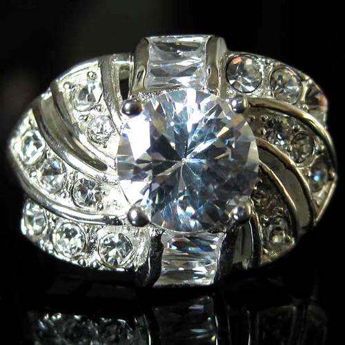 POSH WEDDING WHITE TOPAZ 925 STERLING SILVER ring SIZE8