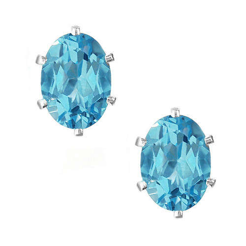 1.00 Ct (.50ct each)Oval Blue Topaz Sterling Silver 6x4mm Earrings