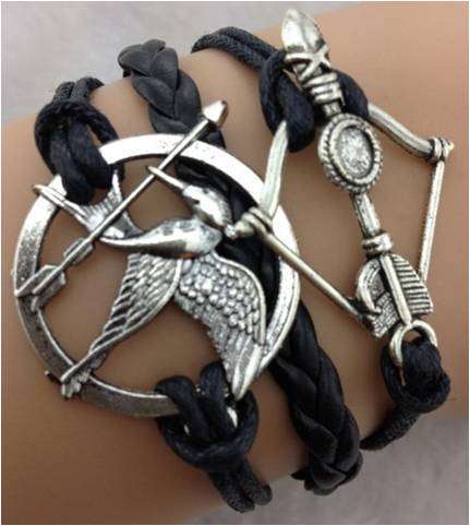 Black Hunger Games Leather Bracelet