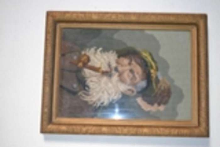 VERY OLD TAPESTRY IN ORNATE FRAME