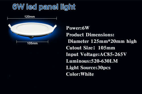 S--Wholesale Price--6W Round LED Panel light Recessed Kitchen Bathroom Downlight LED Ceiling