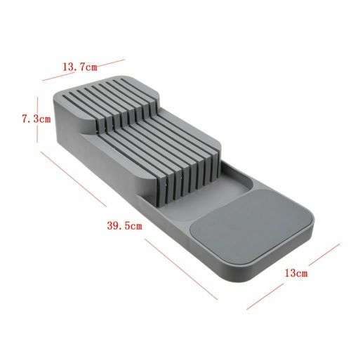 2 Tiers In-Drawer PVC Knife Block Holder Storage Organizer Kitchen Knives Drawer