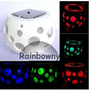 Stylish Ceramic Ball Style Solar Powered Light Activated Multicolored Decorative Lamp