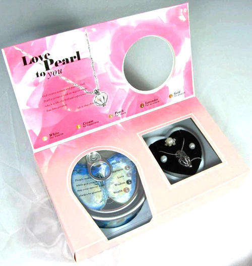 Wish Pearl, Love Pearl, Mystic Pearl Gift Set With Earrings + Ring + Pendant