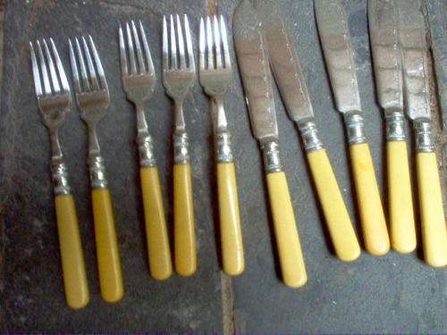 5 E.P.N.S. FISH KNIVES AND FORKS.