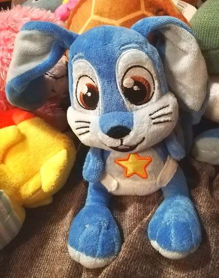 Blue Migros Bunny with light in tummy - Plush soft toy! 35cm.