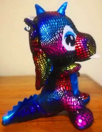 Metallic Black and Blue Dragon plush Animal.  24cm.  Laurana soft toy.
