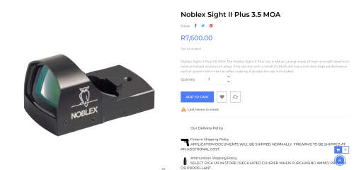 Noblex Sight 2 Plus 3.5 MOA (Retail R7600!!) Reflex sight clearance of last stock