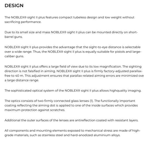 Noblex Sight 2 Plus 3.5 MOA (Retail R7600!!) Reflex sight clearance of last stock