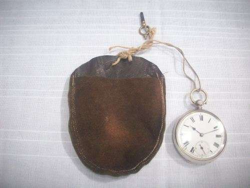 Sterling silver pocket watch in pouch