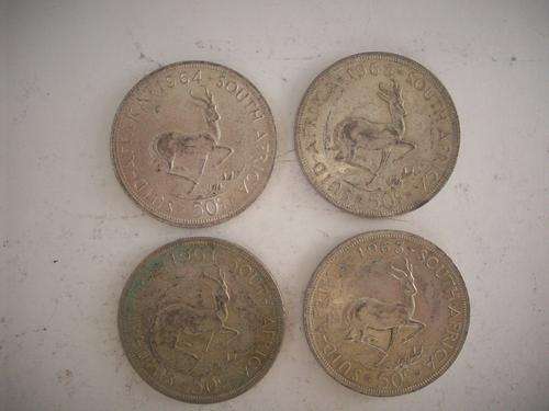 Silver 50 cent pieces x 4....only R100 each!