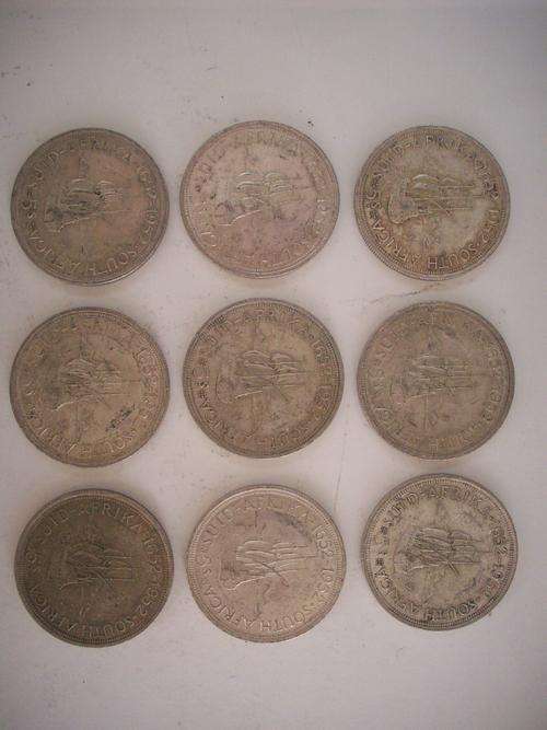 Silver 5 Shillings x 9....only R 800!