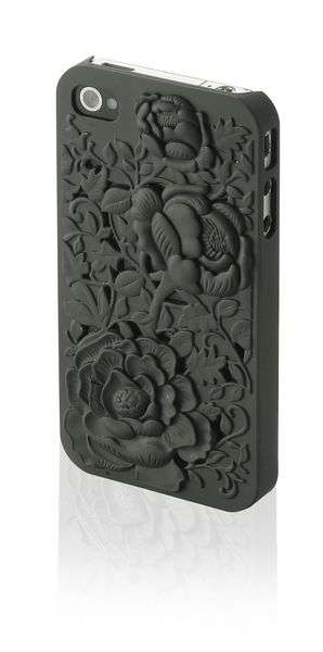 Stylish Rose Decorated  Hard  Back Cover Back Protector for iPhone4/4S-Black