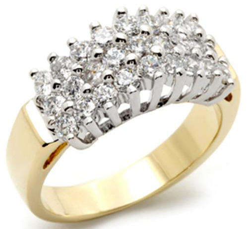 STUNNING 18K YELLOW GOLD PLATED SIMULATED DIAMOND LADIES RING