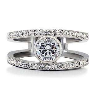 STUNNING STAINLESS STEEL SIMULATED DIAMOND LADIES RING