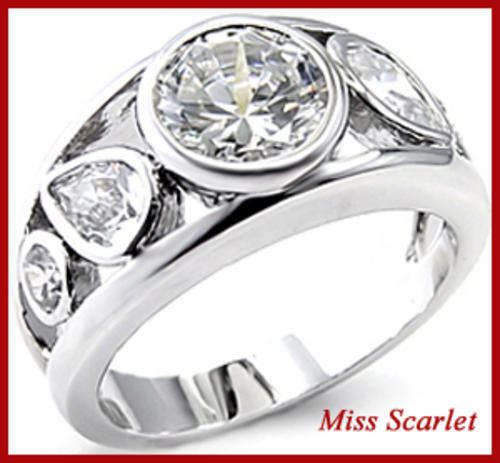 Rhodium  Plated Cubic Zirconia Ring -SIZE 10