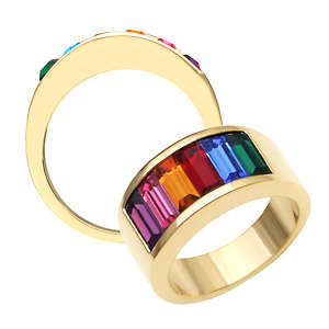 Multi Coloured Cubic Zirconia Gold Ring - SIZE 10