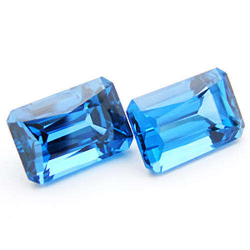 GORGEOUS PAIR OF LONDON BLUE BRAZILIAN TOPAZ'S !  EMERALD CUT!   20.190CTS
