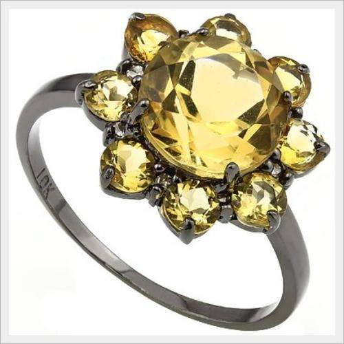 *I.S.* GORGEOUS 10K SOLID BLACK GOLD CITRINE AND DIAMOND RING! 3.100CTS VALUE : R9'881.00