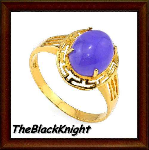 *I.S.*  STUNNING 14K SOLID YELLOW  GOLD PURPLE JADE  RING!  4.750CTS