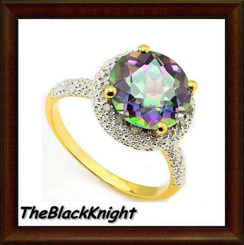 *I.S* 10K SOLID YELLOW GOLD MYSTIC TOPAZ & DIAMOND RING ! 3.650CTS VALUE : R14'332.00
