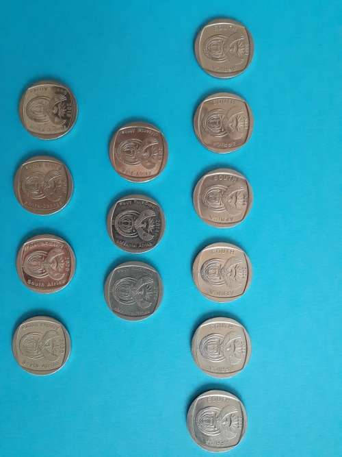 Set of 13 SA  commemorative R2 coins, including FOUR error coins!