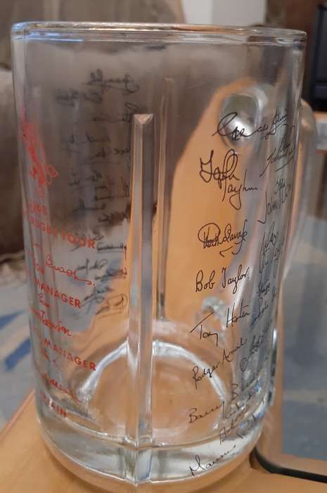 Lions Tour 1968 beer mug with printed signatures