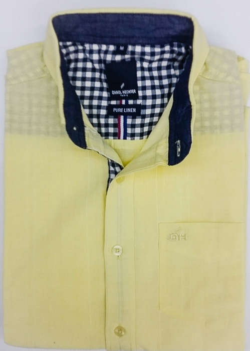 DANIEL HECHTER ORIGNAL 100% LINEN L/S SLIM FIT SHIRT SIZE LARGE!!!!MARKET VALUE R999.99