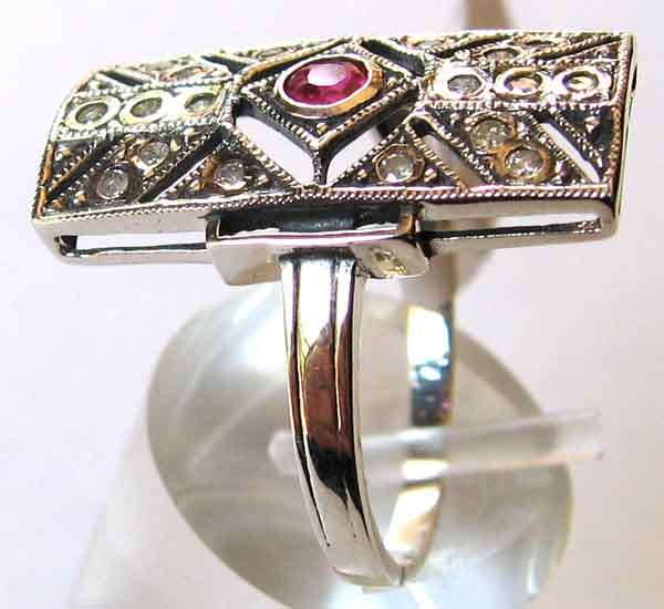 Exquisite, Sterling Silver, Ruby and Diamonds Ring.