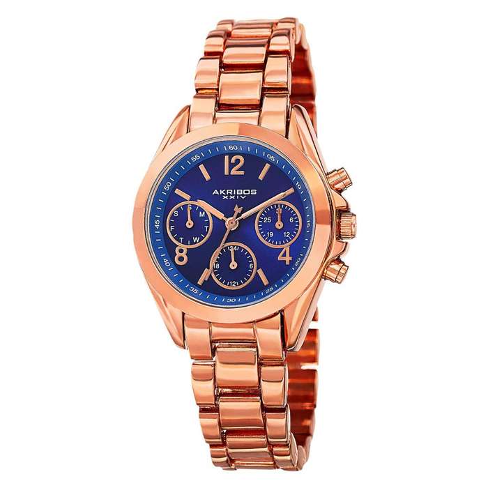 -I LATE ENTRY I- AKRIBOS XXIV® WOMEN'S  TWO TONE SWISS QUARTZ WATCH W/ BOX & MANUAL