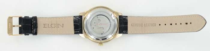 LATE ENTRY ! I GENUINE I EXCLUSIVE I MEN I  ELGIN  Goldtone Partial Skeleton Automatic Watch