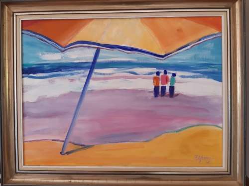AT THE BEACH - An original painting by Liz Fitzhenry