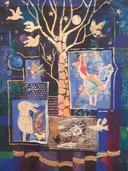 NIGHT SKY BIRDS - An original painting by Liz Fitzhenry