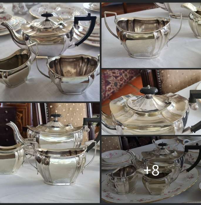 Silver Plated Tea Set. Beautiful Classic Lines. Stamped. Teapot, Milk Jug and Sugar Basin.