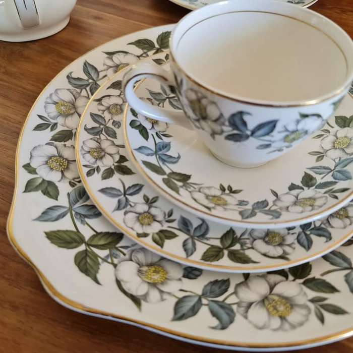 Staffordshire Midwinter Stylecraft Classic Shape part Tea Set decorated with Flowers and Gold
