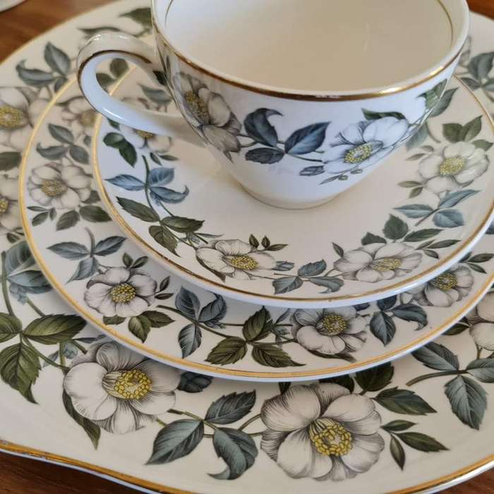 Staffordshire Midwinter Stylecraft Classic Shape part Tea Set decorated with Flowers and Gold