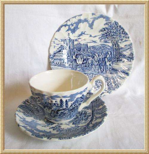 Vintage Myott Staffordshire Blue & White " Royal Mall " Trio from Blisful