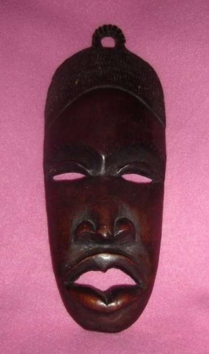 SOLID HARD WOODEN HAND CARVED AFRICAN HANGING MASK from BLISFUL