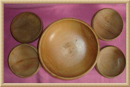 5 piece Wooden Tribal Teak Bowls from Blisful