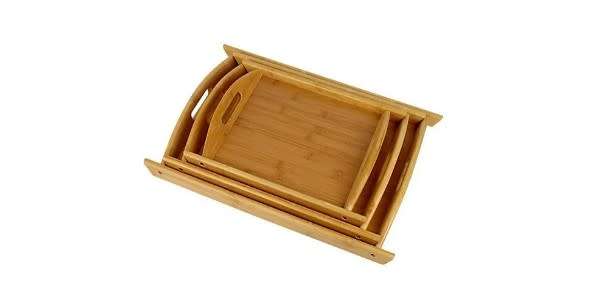 3 Pieces Bamboo Serving Tray Set