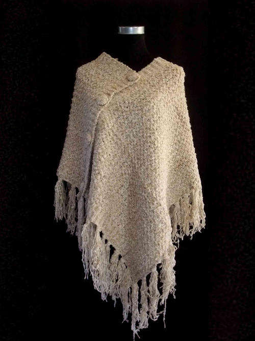 Elegant Buttoned Shawl Beige