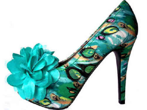 Stunning Peep Toe Flower Watercolor Print Platform Size 7
