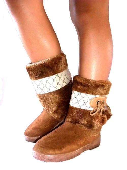 Fashion Warm Fur Linned Rubber Sole Ankle Boots Size 4