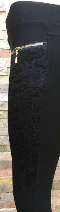 Stretchy Leggings With False Zip Pocket Side Lace Size 40 Color Black