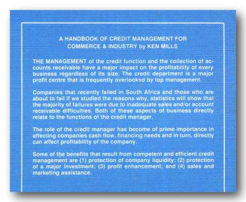A Handbook of Credit Management for Commerce and Industry by Ken Mills (Revised Ed Jan 1986)