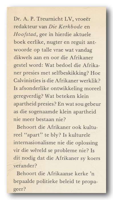 Credo van die Afrikaner deur AP Treurnicht (2e druk 1882 Tafelberg)