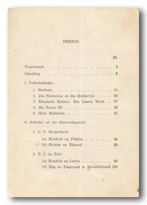 Afrikaanse Ballades saamgestel deur drs GS & PJ Nienaber (1941) - Bind fout
