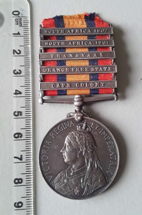 Boer War Q.S.A. Medal With 5 Clasps To `67 S.Serjt. L.L.L. Moore S.A.C.`.