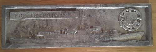 Vintage `N.R.P. Honorio Barreto` Cast Metal And Solid Oak Commemorative Ship`s Plaque.